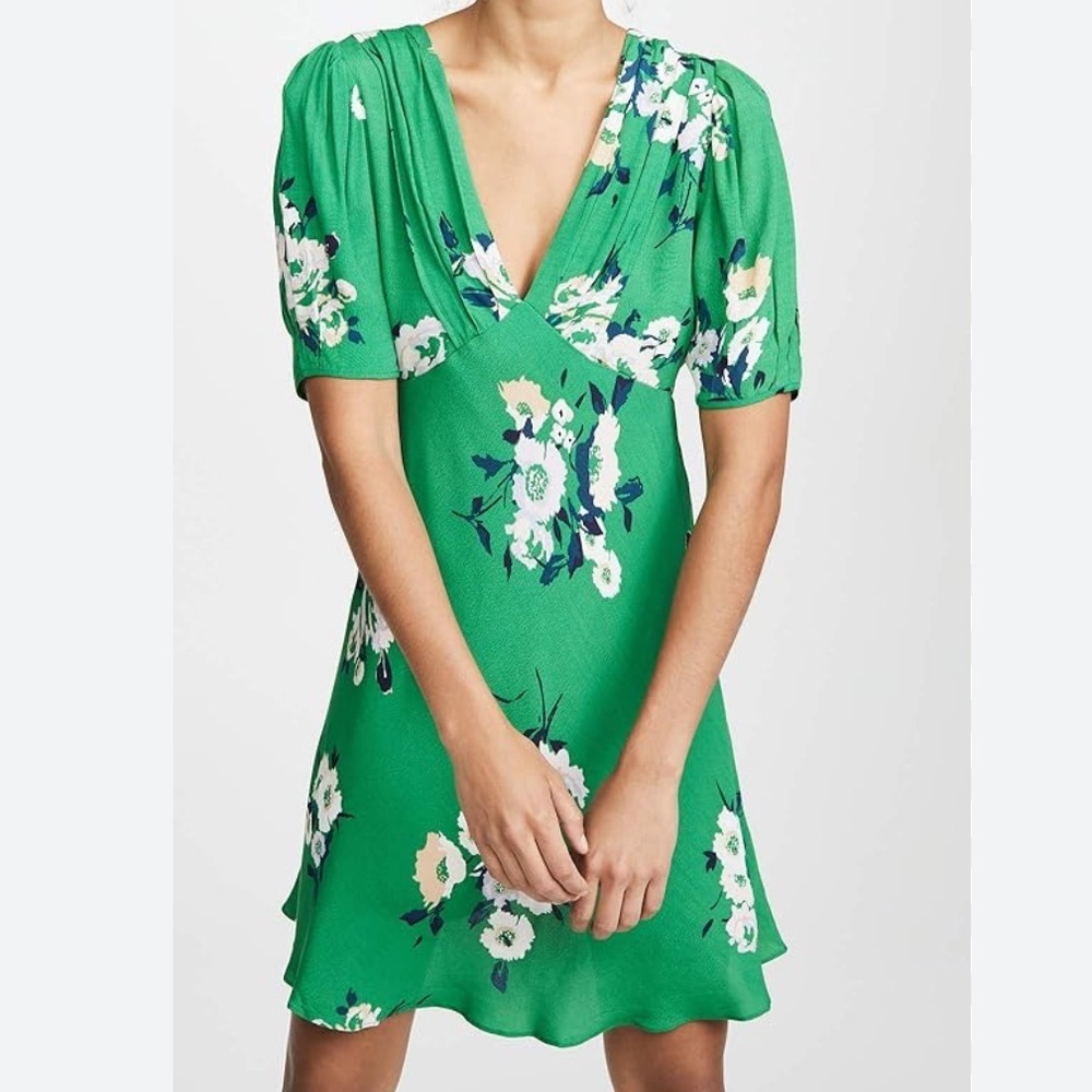 Free People Women's Neon Garden Mini Dress Green Floral Size 6